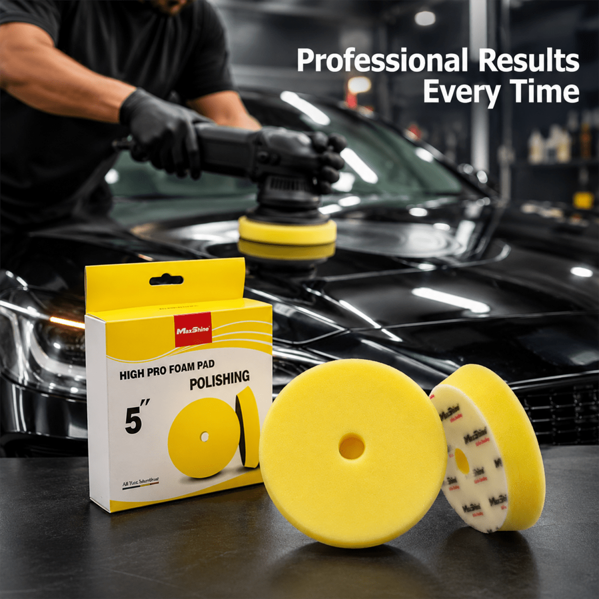 MaxShine Cross Cut Foam Pad Yellow Polishing | 3 Inch, 5 Inch & 6 Inch - Detailing Essentials