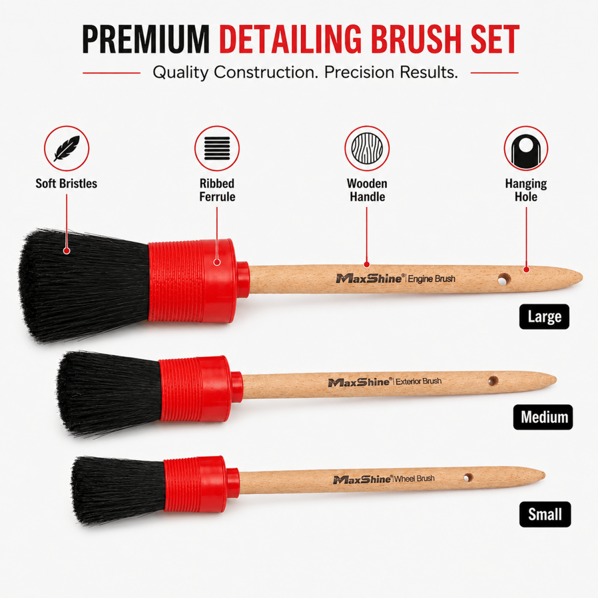 Maxshine Detailing Brush Set - 3 Pack - Detailing Essentials