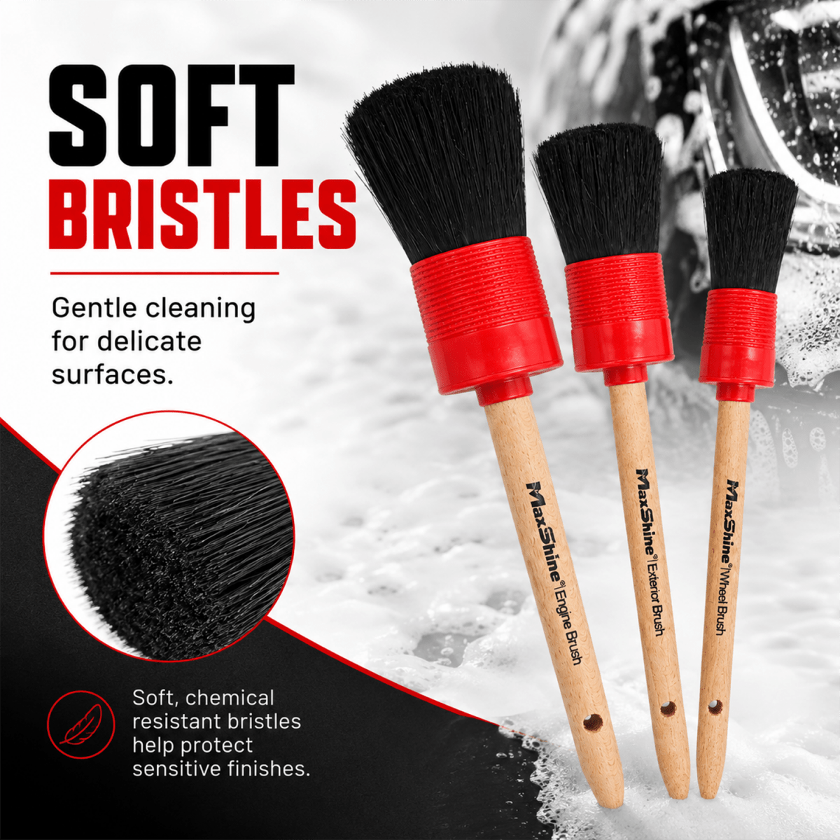 Maxshine Detailing Brush Set - 3 Pack - Detailing Essentials