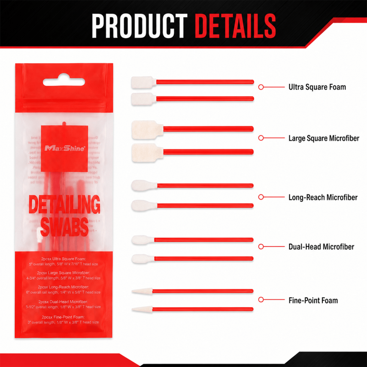Maxshine Detailing Swabs - 10PCS/Pack And Swabs For Professional Detailing Tools - Detailing Essentials