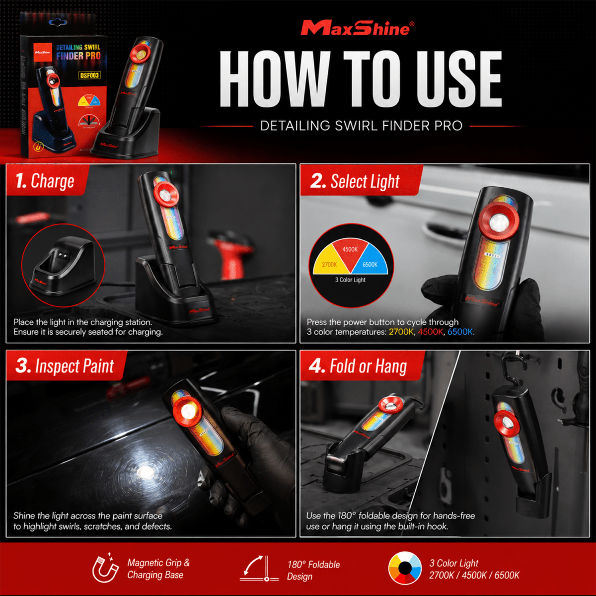 Maxshine Detailing Swirl Finder Pro And Swirl Finder For Professional Detailing Tools - Detailing Essentials