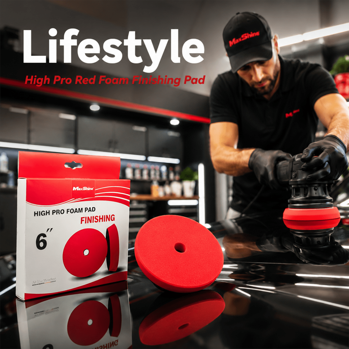 MaxShine High Pro Red Foam Finishing Pad | 5.2 Inch & 6.2 Inch - Detailing Essentials