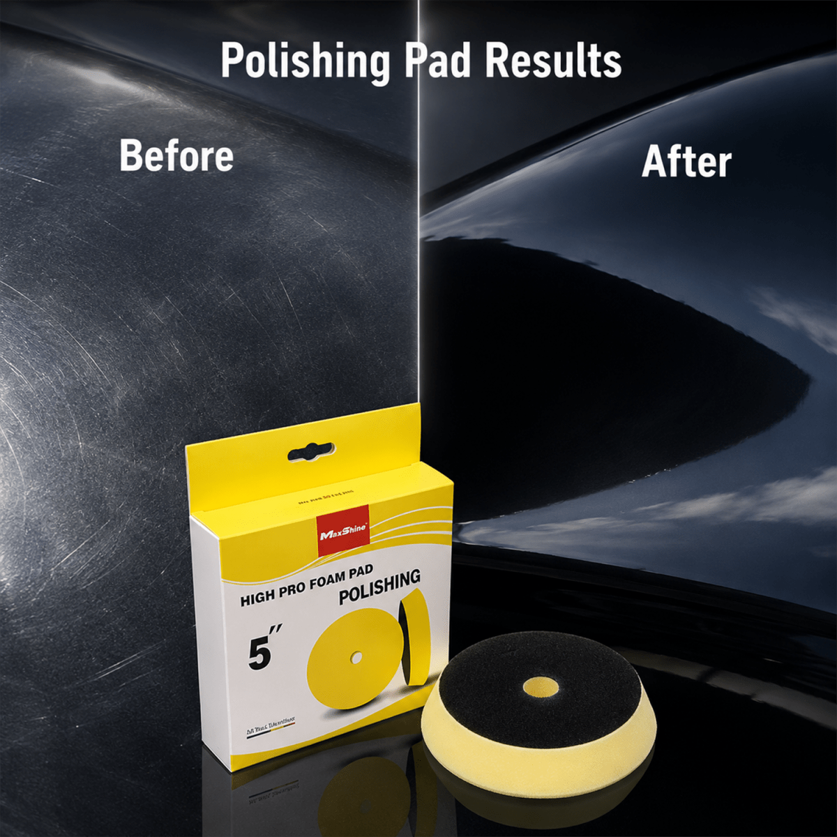 MaxShine High Pro Yellow Foam Polishing Pad | 5.2 Inch & 6.2 Inch - Detailing Essentials