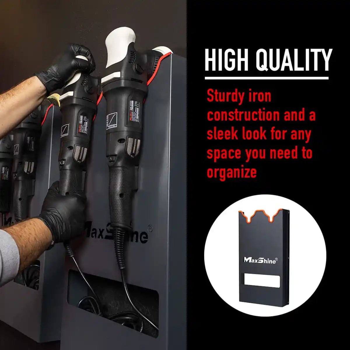 Maxshine Machine Polisher Wall Holder - Double And Holder For Professional Detailing Tools - Detailing Essentials