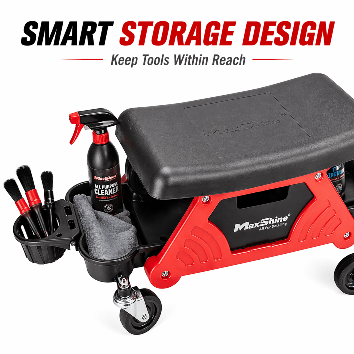 Maxshine New Creeper II With Soft Cushion - 2 Bottle Holders And Creeper For Professional Machine And Tools - Detailing Essentials