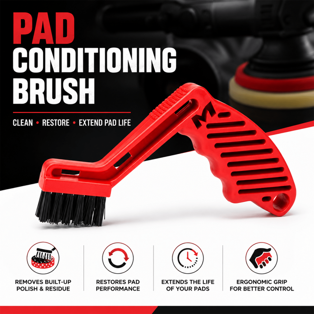 Maxshine Pad Conditioning Brush And Brush For Professional Detailing Tools - Detailing Essentials
