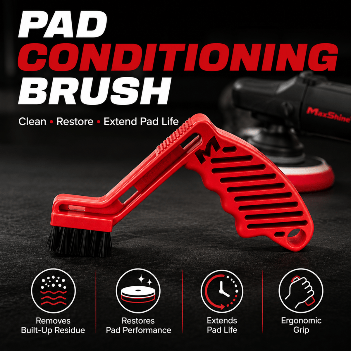 Maxshine Pad Conditioning Brush And Brush For Professional Detailing Tools - Detailing Essentials