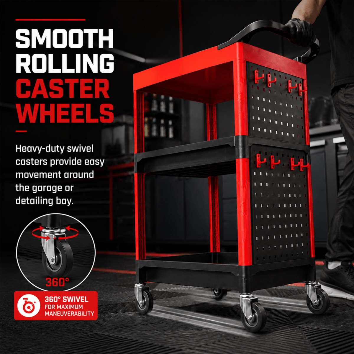 Maxshine Premium Heavy Duty Detailing Cart With Two Side Plate And Hang Hook And Detailing Cart For Professional Machine And Tools - Detailing Essentials