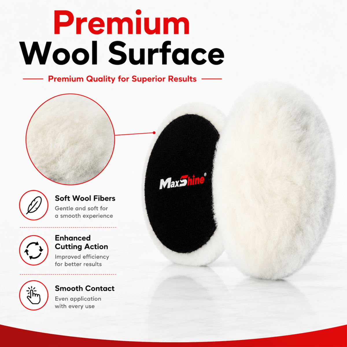 MaxShine Premium Wool Cut & Polish Pad | 3 Inch, 5 Inch & 6 Inch - Detailing Essentials