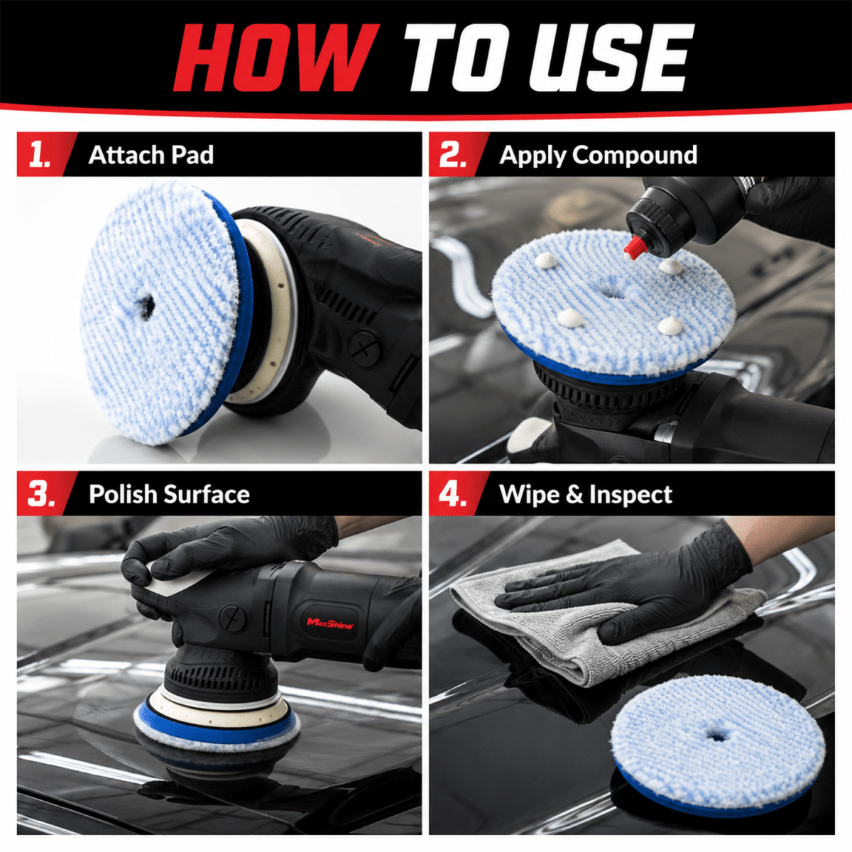 Maxshine Synthetic Wool Cutting Pad - 6 Inch And Wool Pad For Professional Detailing Tools - Detailing Essentials