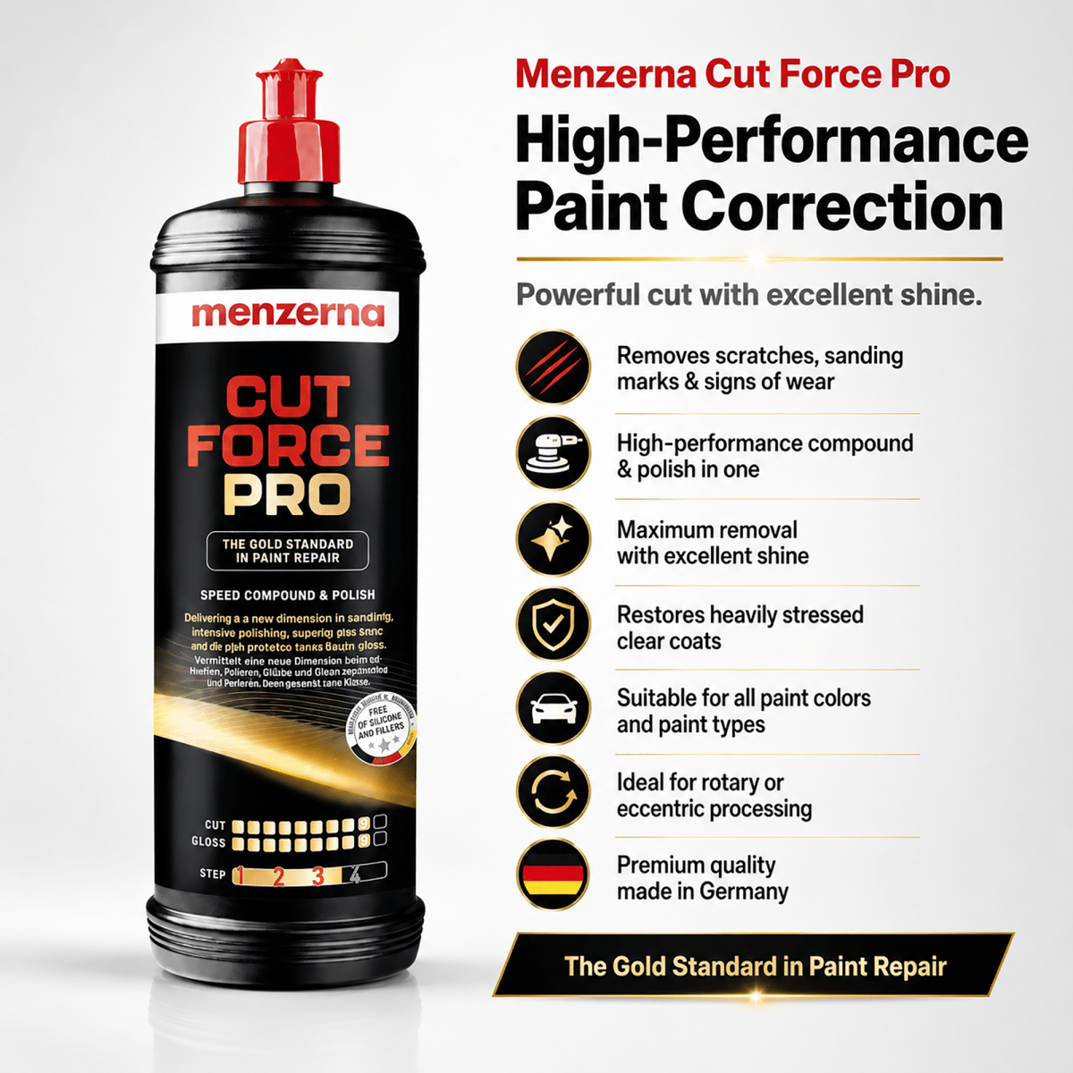Menzerna Cut Force Pro Heavy Cut Compound for Paint Correction - Detailing Essentials