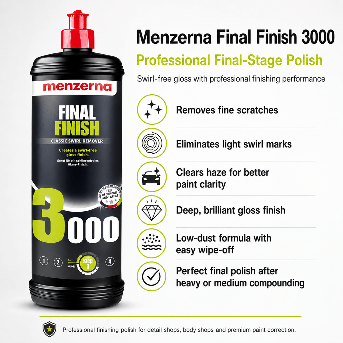 Menzerna Final Finish 3000 – High Gloss Car Polish - Detailing Essentials