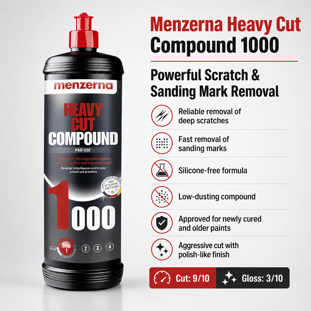 Menzerna Heavy Cut Compound 1000 for Paint Correction - Detailing Essentials