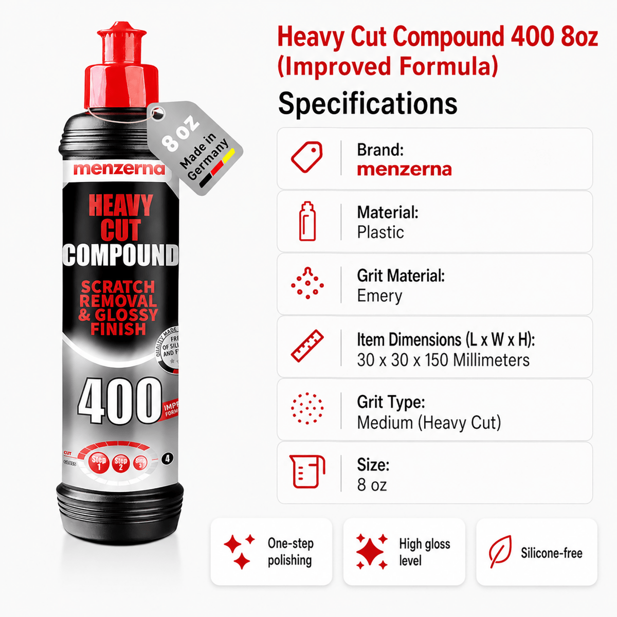 Menzerna Heavy Cut Compound 400 for Automotive Polishing - Detailing Essentials
