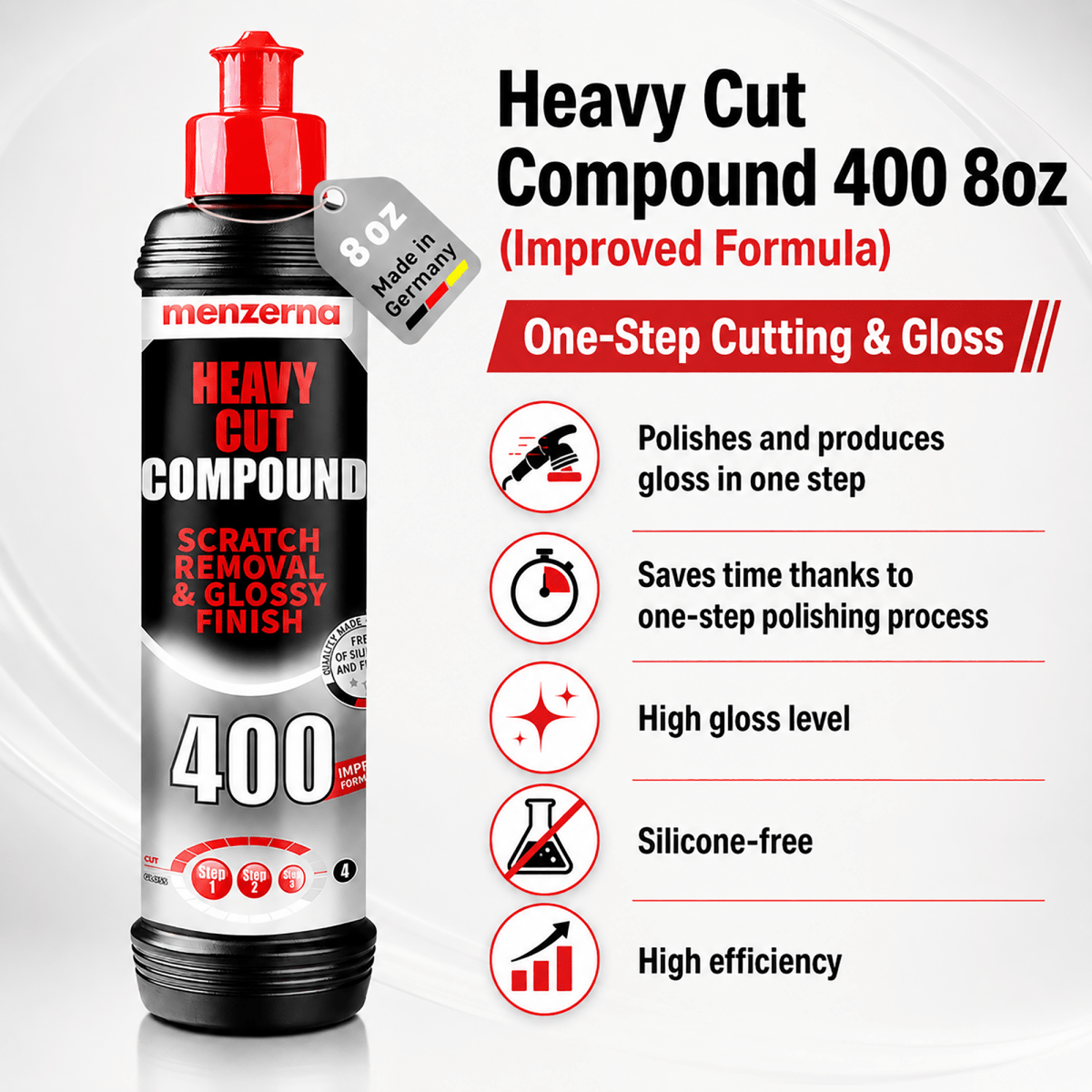 Menzerna Heavy Cut Compound 400 for Automotive Polishing - Detailing Essentials