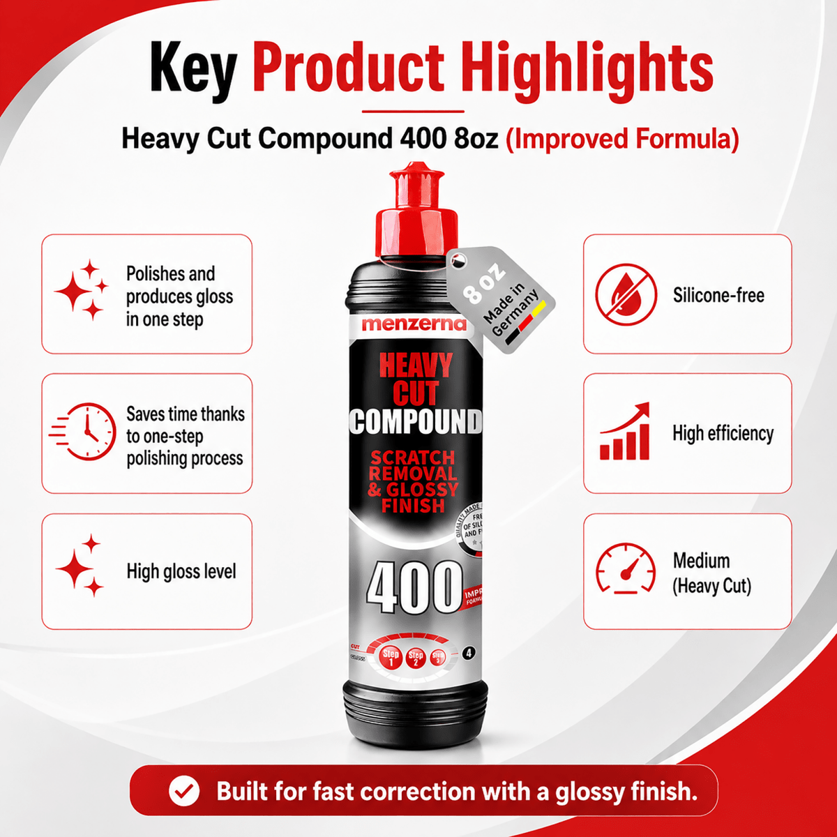 Menzerna Heavy Cut Compound 400 for Automotive Polishing - Detailing Essentials