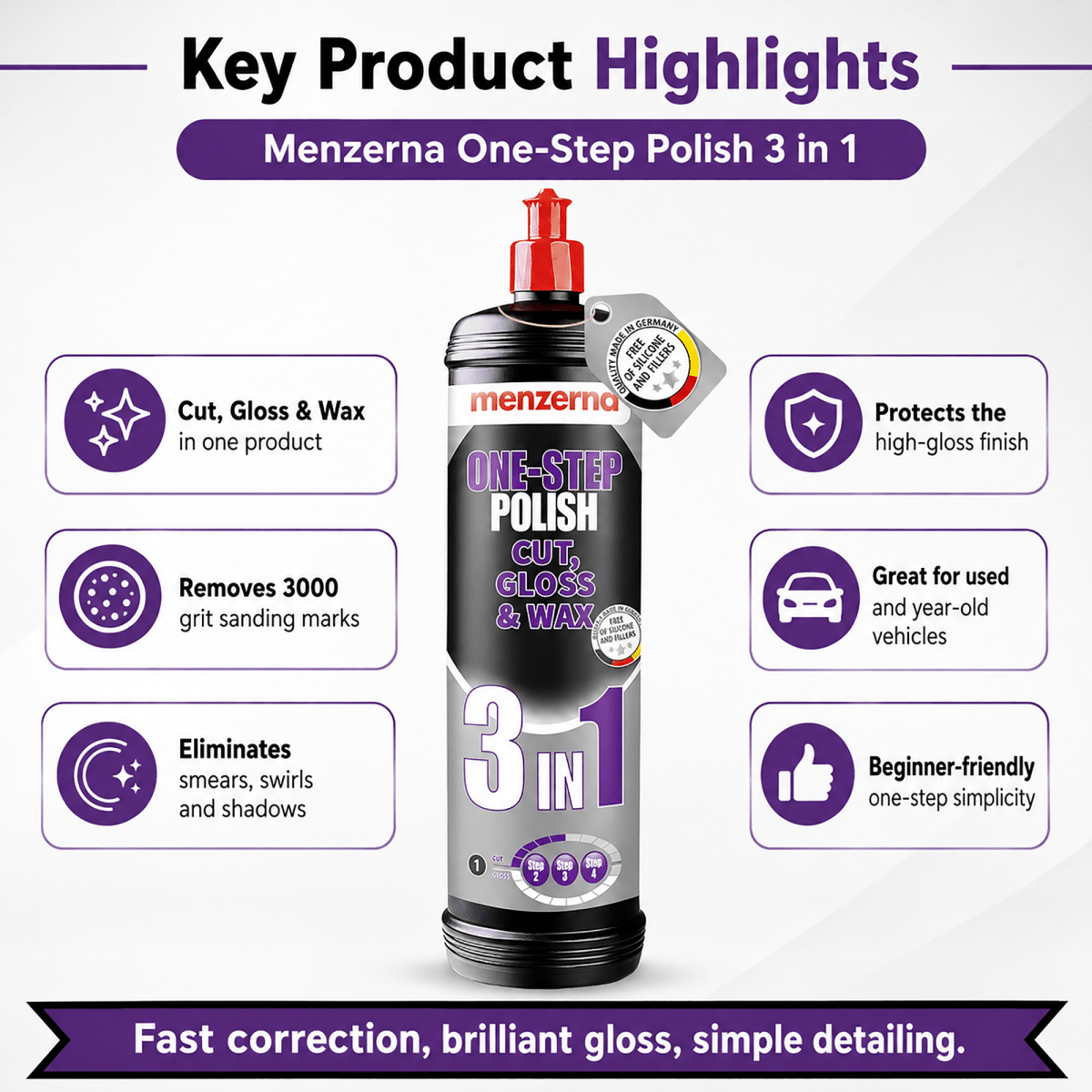 Menzerna One - step Polish 3 in 1 for Effective Car Detailing - Detailing Essentials
