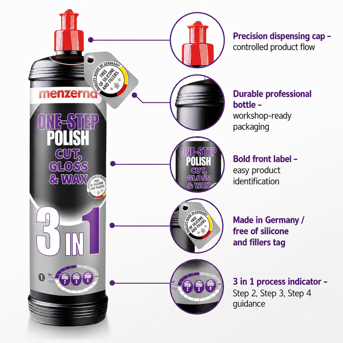 Menzerna One - step Polish 3 in 1 for Effective Car Detailing - Detailing Essentials