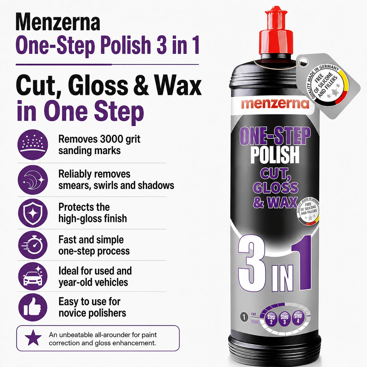 Menzerna One - step Polish 3 in 1 for Effective Car Detailing - Detailing Essentials