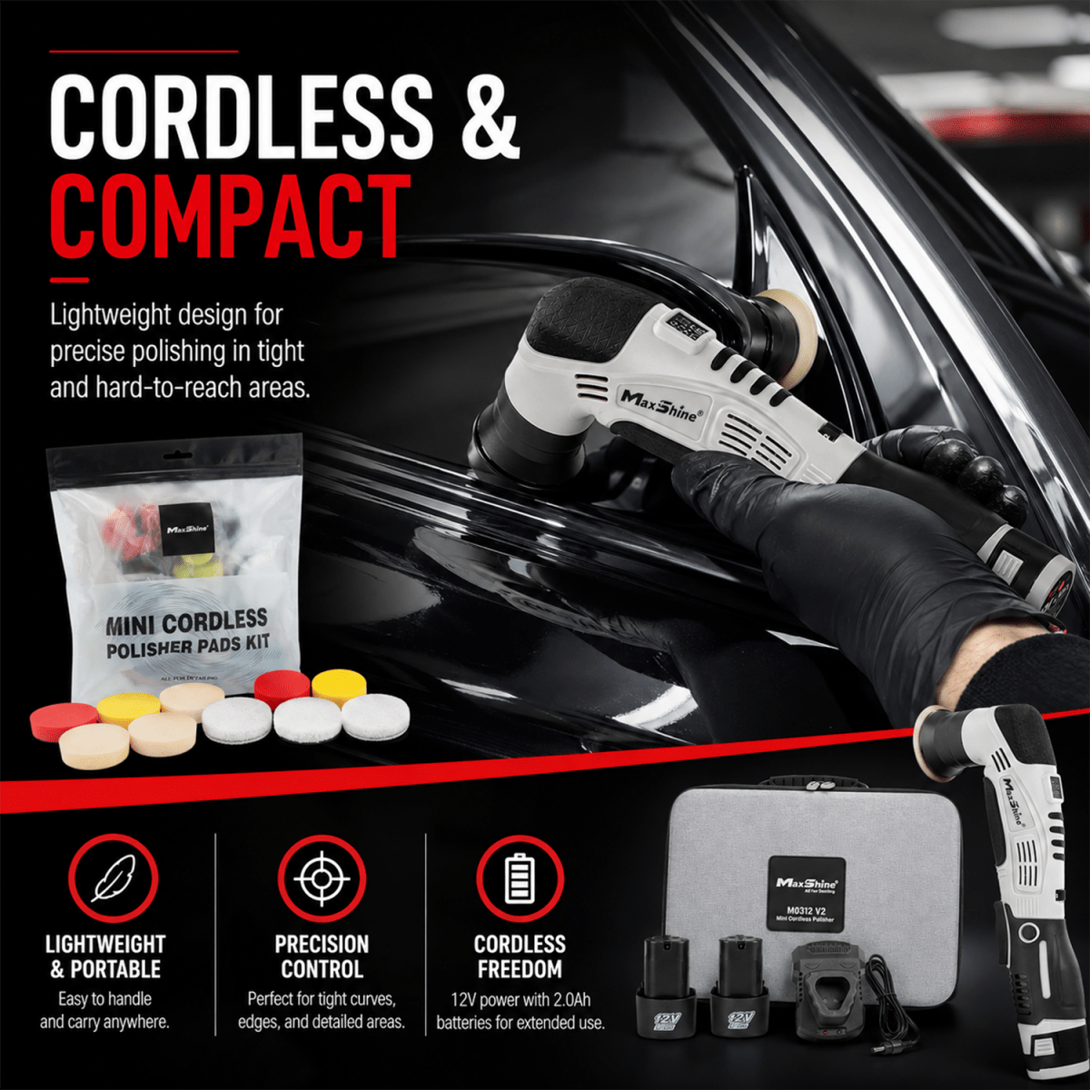 Mini Cordless Polisher Pads Kit | Professional Detailing Pads Kit - Detailing Essentials