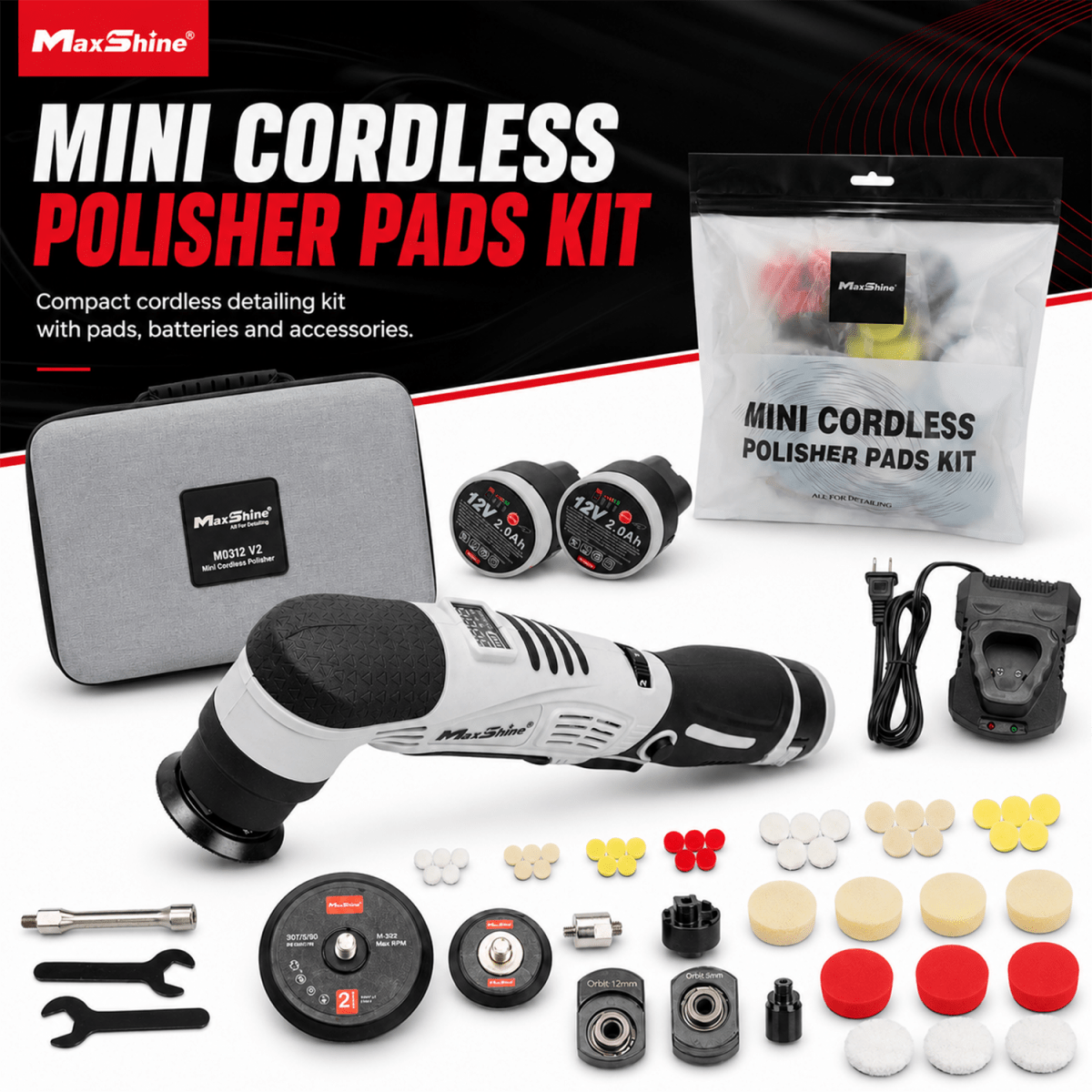 Mini Cordless Polisher Pads Kit | Professional Detailing Pads Kit - Detailing Essentials